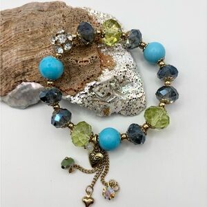 Betsey Johnson Blue and Green Beaded Bracelet